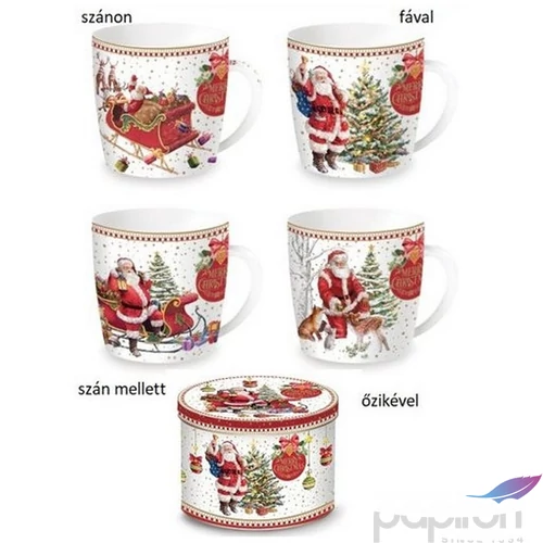 Bögre Porcelán karácsonyi 3,5dl fémdobozban Christmas Memories dobozban