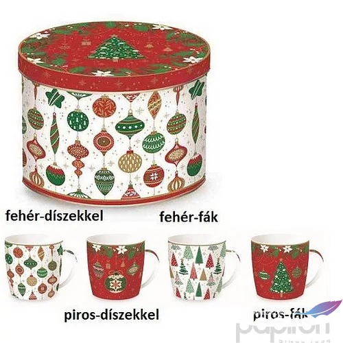 Bögre Porcelán karácsonyi 3,5dl fémdobozban Jingle Bells dobozban
