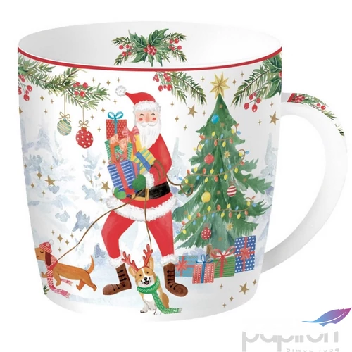 Bögre Porcelán karácsonyi 3,5dl fémdobozban Joyful Santa dobozban