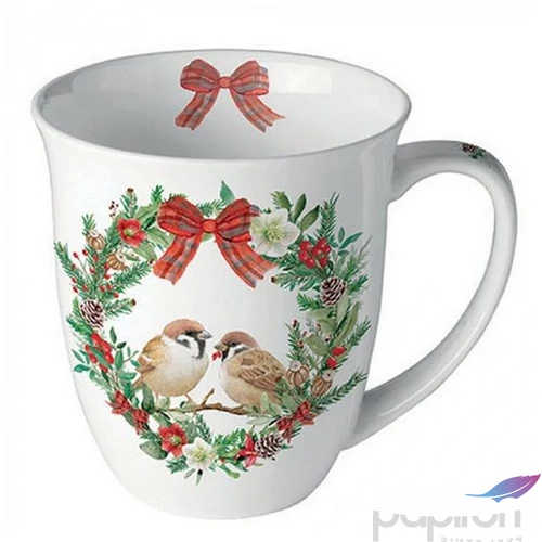 Bögre porcelán Ambiante Sparrows in wreath 4dl porcelánbögre