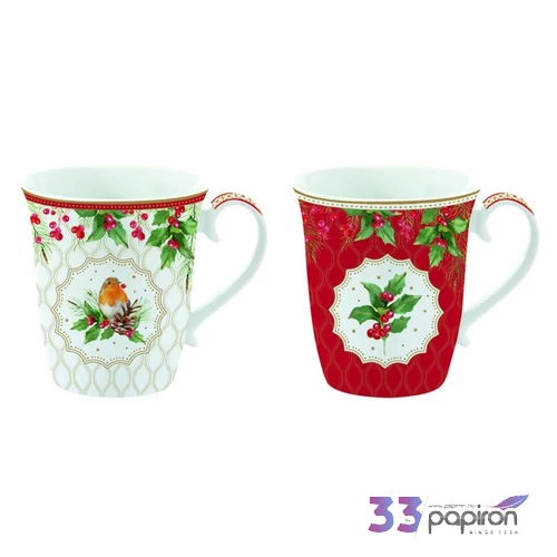 Bögre porcelán karácsony 2,7dl Christmas Berries 2db-os dobozban
