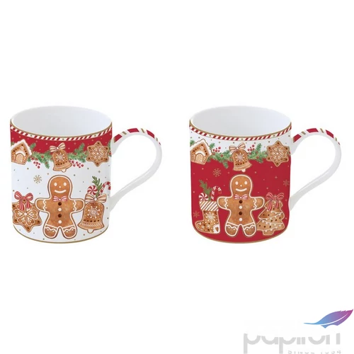 Bögre Porcelán karácsonyi 3,5dl Fancy Gingerbread 2db-os dobozban