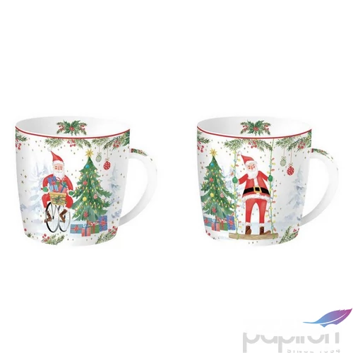Bögre Porcelán karácsonyi 3,5dl Joyful Santa 2db-os dobozban