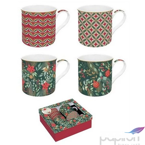 Bögre Porcelán karácsonyi 3dl Atmosphere, Christmas Joy 4db-os dobozban