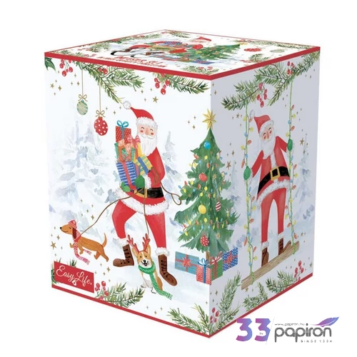 Bögre porcelán karácsony 3,5dl szűrős tetővel Joyful Santa dobozban