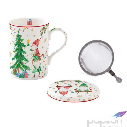 Bögre Porcelán karácsonyi 3,5dl szűrős tetővel Ready for Christmas dobozban