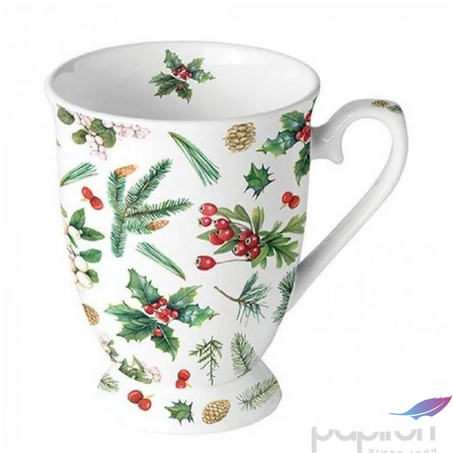 Bögre porcelán Ambiante Winter greenery white 2,5dl porcelánbögre