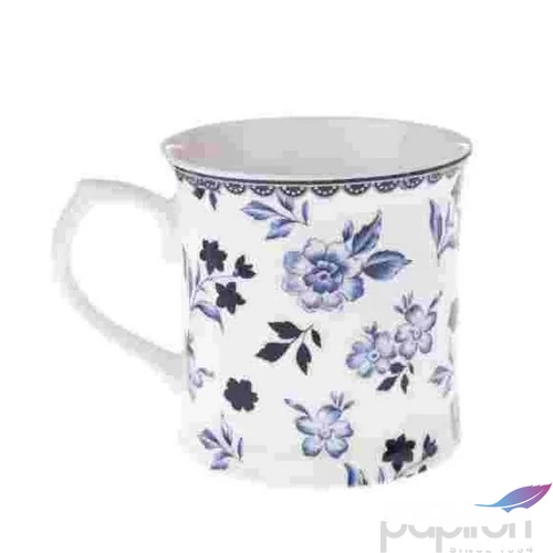 Bögre Porcelán 4dl kék vegyes virágos, 