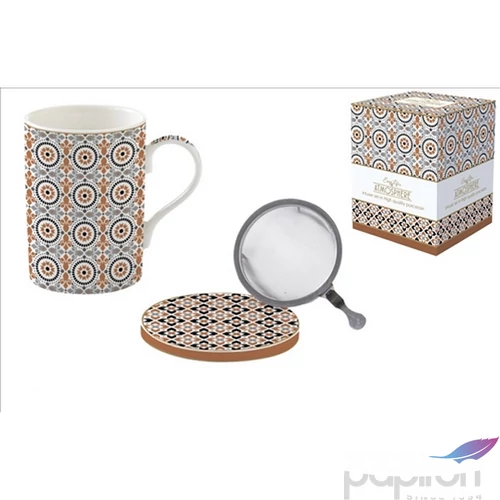 Bögre Porcelán szűrővel 3,5dl tetővel Atmosphere, Geoethnic dobozban