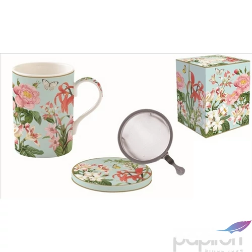 Bögre Porcelán szűrővel 3,5dl tetővel Botanic Garden dobozban