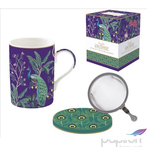Bögre Porcelán szűrővel 3,5dl tetővel Imperial Peacock, Atmosphe dobozban