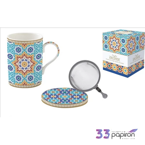 Bögre porcelán szűrővel 3,5dl tetővel Marrakech, Atmosphere dobozban