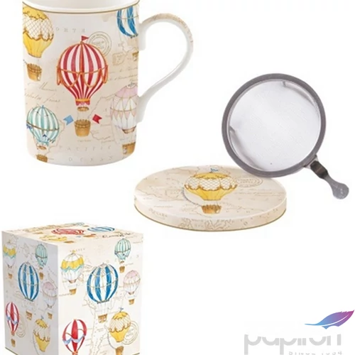 Bögre Porcelán 3,5dl tetővel Air Balloons dobozban