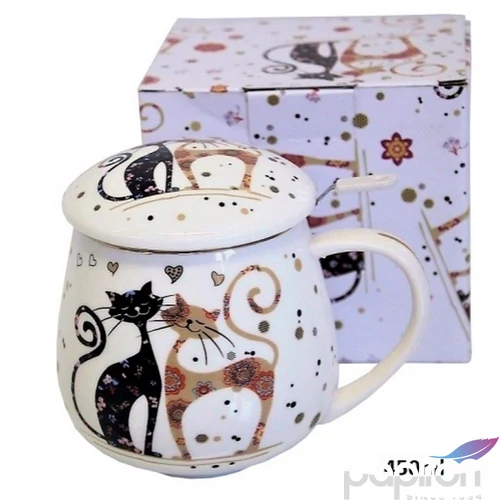 Bögre Porcelán 4,5dl tetővel fekete-barna dobozban