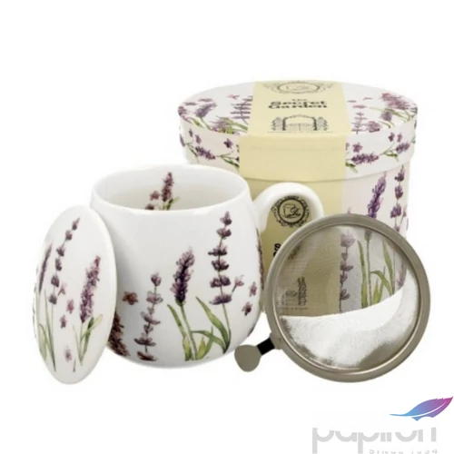 Bögre Porcelán 4dl tetővel fémszűrővel, Classic Lavende dobozban