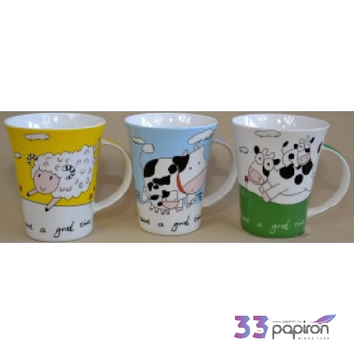 Bögre porcelán íves 300ml Bohókás állatok -Have a Good time- 3féle 250215