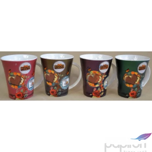 Bögre porcelán íves édes meglepetés, 4féle mintával 250404