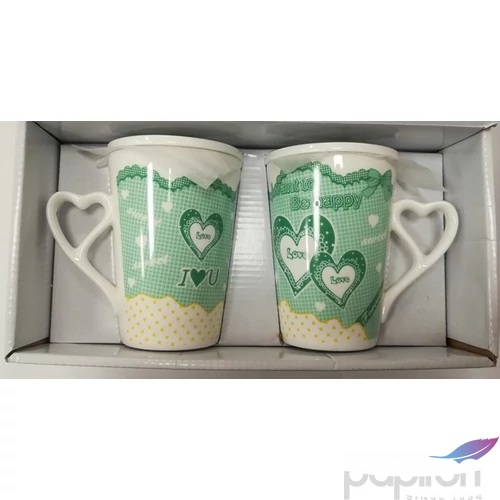Bögre porcelán szett Valentin Time - Love for ever 2db feliratos Bögre kerámai és tető