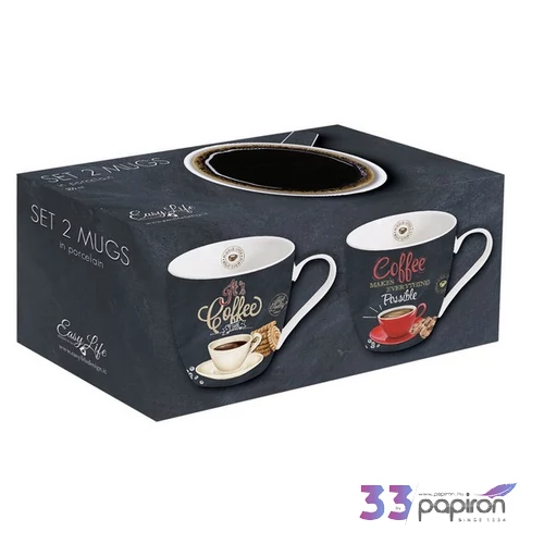 Bögreszett porcelán 3,5dl It's Coffee Time 2db-os dobozban