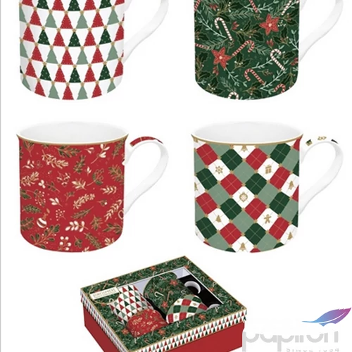 Bögre szett porcelán 3dl Atmosphere, Fancy Christmas 4db-os dobozban