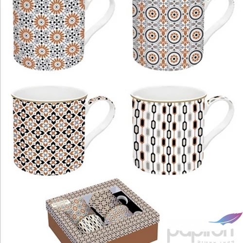 Bögre szett porcelán 3dl Atmosphere, Geoethnic 4db-os dobozban