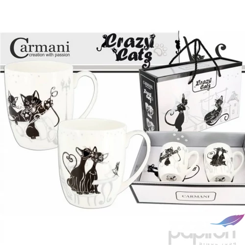 Bögre szett Porcelán 4dl fekete macskás 2db-os dobozban
