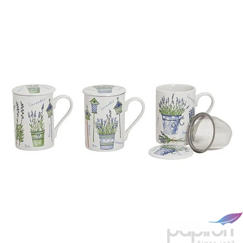 Bögre szűrővel levendulás 20 Exkluzív porcelénból 12cm 2,5dl 