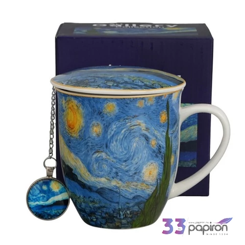 Bögre teafőzővel porcelán STARRY NIGHT inspired by Van Gogh Díszdobozban