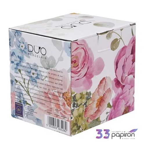 Bögre porcelán 430ml JUNE Hordós-rózsás Díszdobozban teaszűrővel