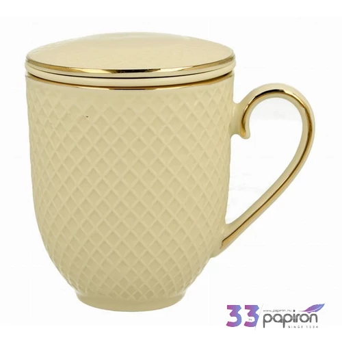 Bögre porcelán 420ml VESPER ECRU Díszdobozban teaszűrővel