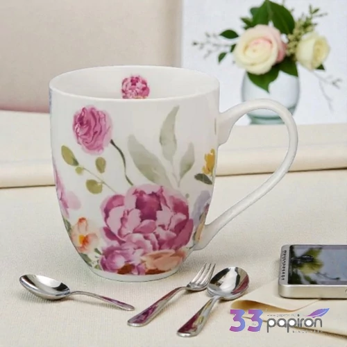 Bögre porcelán 1l XXL JUNE Jumbo-rózsás Díszdobozban