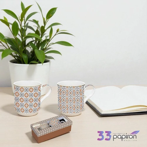 Bögreszett porcelán 3dl Atmosphere, Geoethnic 2db-os dobozban