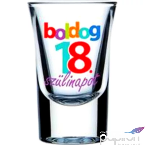 Üveg felespohár  szülinapi Boldog 18-as Szülinapot 