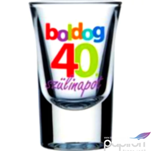 Üveg felespohár  szülinapi Boldog 40-es Szülinapot 