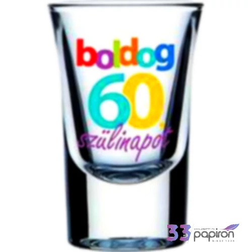 Üveg felespohár szülinapi Boldog 60-as Szülinapot