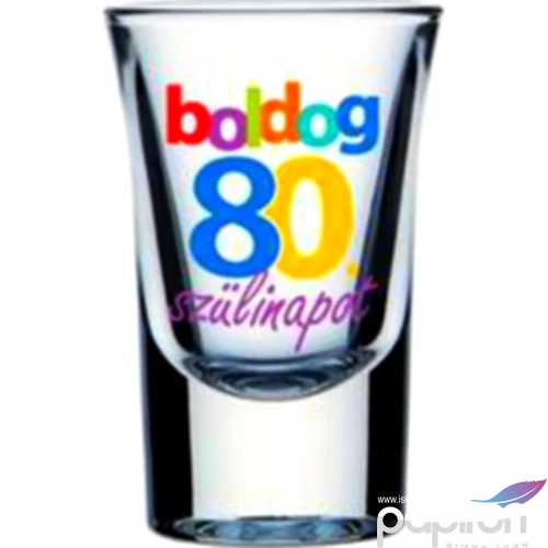 Üveg felespohár  szülinapi Boldog 80-as Szülinapot 