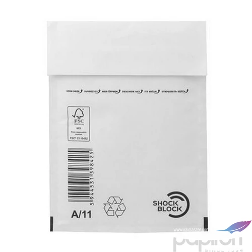 Boríték légpárnás W1/A11 fehér 125x175 mm külméret, 105x165 mm belméret 200db/doboz