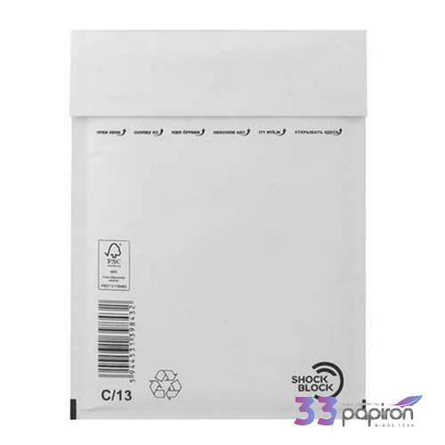 Boríték légpárnás W3/C13 fehér 170x225 mm külméret, 150x215 mm belméret 100db/doboz