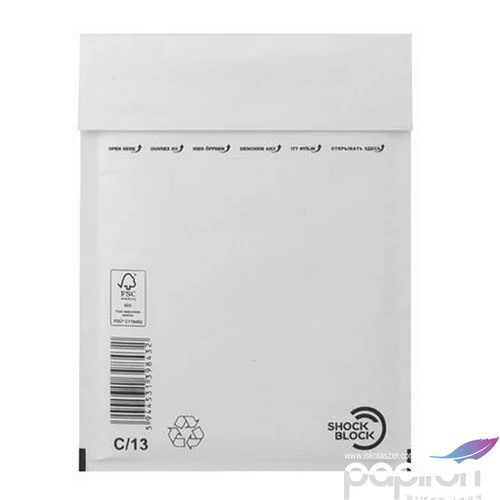 Boríték légpárnás W3/C13 fehér 170x225 mm külméret, 150x215 mm belméret 100db/doboz