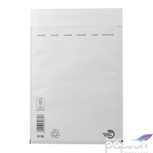 Boríték légpárnás W6/F16 fehér 240x350 mm külméret, 220x340 mm belméret 100db/doboz