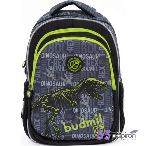 Budmil S.Szürke-Zöld iskolatáska dinoszauruszos