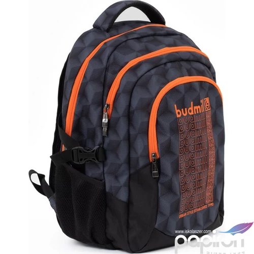 Budmil ovális hátizsák 25' Fekete Mintás-Narancs,33x46x21cm 10110149/S90