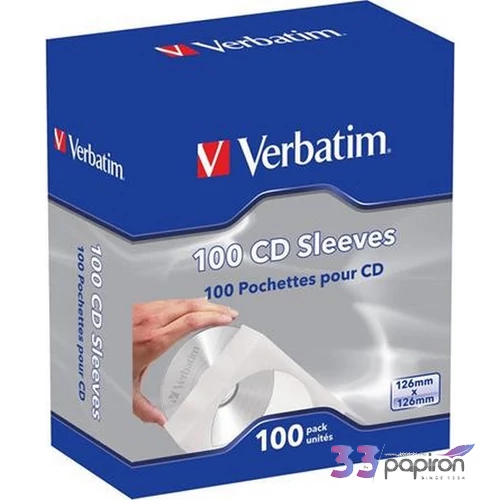 CD boríték ablakos VERBATIM papír, bebújtatós füllel, fehér 100db-os Adattárolók VERBATIM 49976