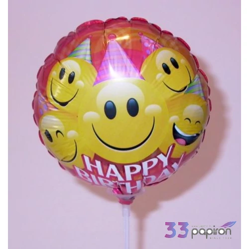 Party fólialufi Happy Birthday smileyk 9inch