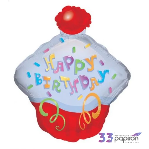Partylufi szülinapi 14 Happy Birthday muffin 14inch-es Fólia Léggömb+hélium