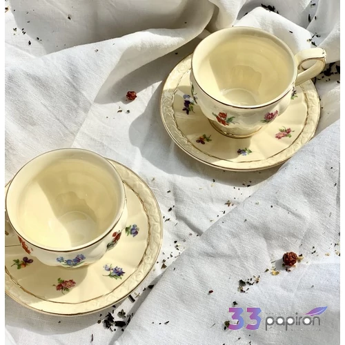 Csésze aljjal porcelán 220ml ENGLAND ECRU 2 db/szett Díszdobozban
