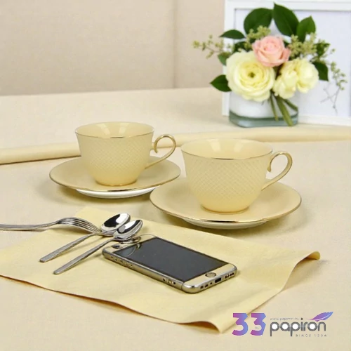 Csésze aljjal porcelán 290ml VESPER ECRU 2 db/szett Díszdobozban