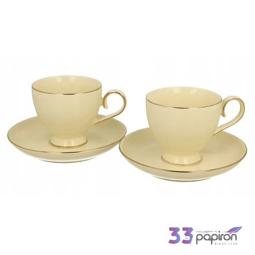 Csésze aljjal porcelán 300ml VICTORIA ECRU 2 db csésze aljjal Díszdobozban