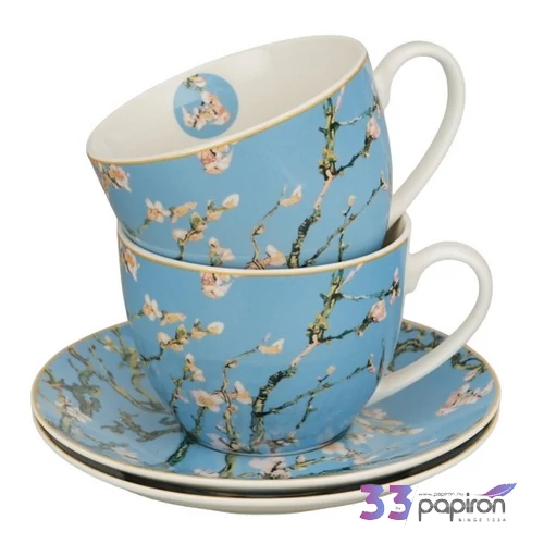 Csésze csészealjjal porcelán Mandulavirág Van Gogh ihlette 2db/szett Díszdobozban