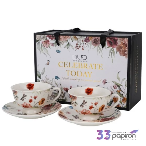 Csésze csészealjjal porcelán REBECCA 2db/szett Díszdobozban